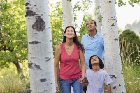 Family walking together outdoors