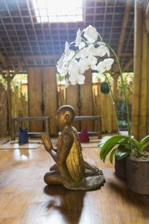 Flowers and statue in Hindu temple