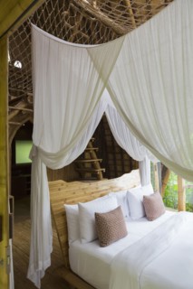 Canopy over bed in hotel room
