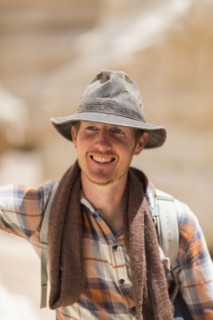 Caucasian hiker wearing sun hat outdoors