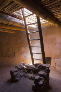 Ladder leading to Native American ruins at Pecos National Monument