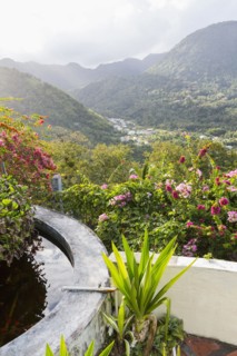 Scenic view of valley and mountains