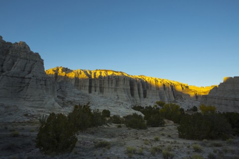 Shadow on cliff in desert