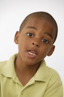 African American boy making a face