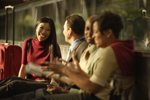 Multi-ethnic businesspeople talking