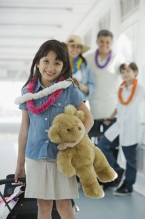 Hispanic family traveling in airport