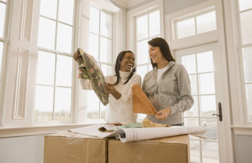 Women planning interior design