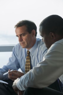 Serious businessmen having meeting