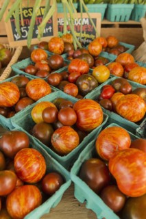 Variety of tomatoes at farmers market