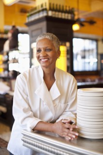 African American chef in cafe