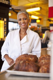 African American chef in cafe