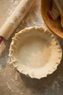 Close up of empty pie shell