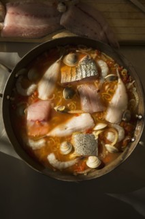 Pot of Chesapeake Bay bouillabaisse