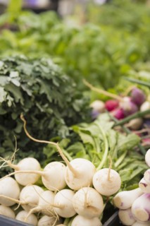 Close up of fresh produce for sale in market