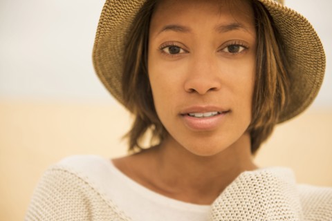 African American woman at beach