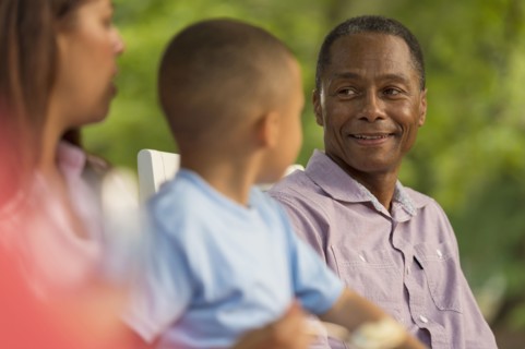 Portrait of smiling multi-generation family