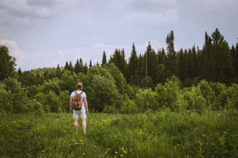Man standing in rural field