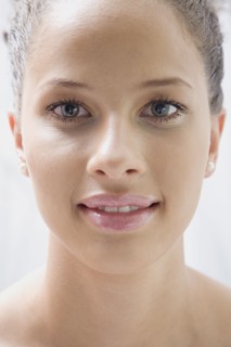 Mixed race woman smiling