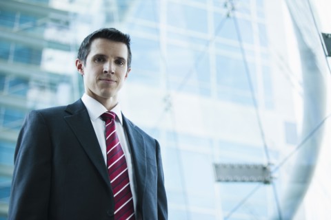 Caucasian businessman standing outdoors