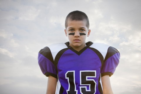 Serious mixed race football player
