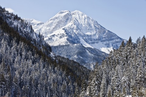 Snow covered mountain and valley