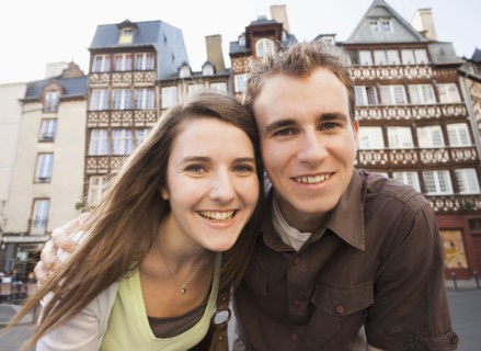Smiling Caucasian couple