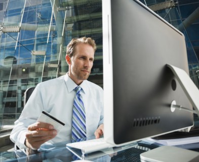 Caucasian businessman shopping online