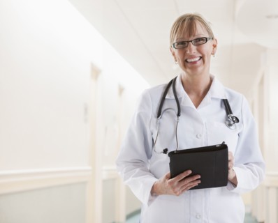 Caucasian doctor smiling