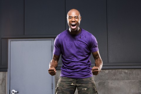 Black man cheering