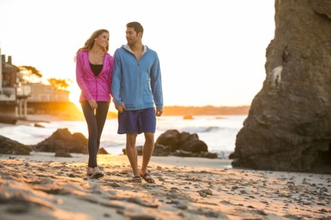 Couple walking on beach