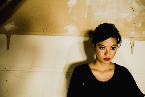 Asian woman with hair up