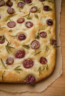 Grapes baked into bread