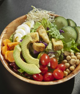 Bowl of sliced vegetables