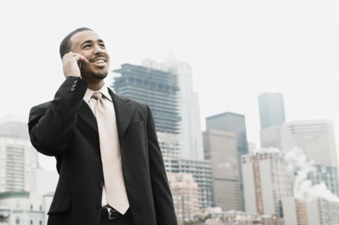Businessman talking on his cell phone