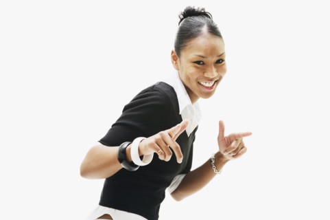 Portrait of African woman pointing