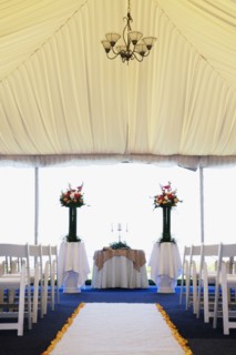 Interior view of wedding tent