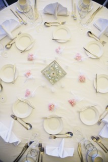 High angle view of table