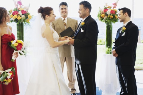 Multi-ethnic couple getting married