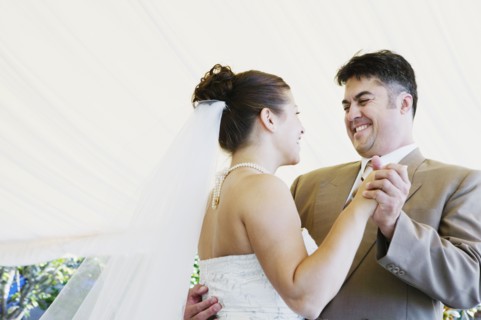 Bride dancing with father at wedding
