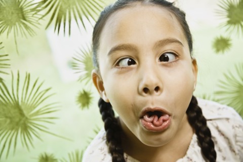 Asian girl making a face