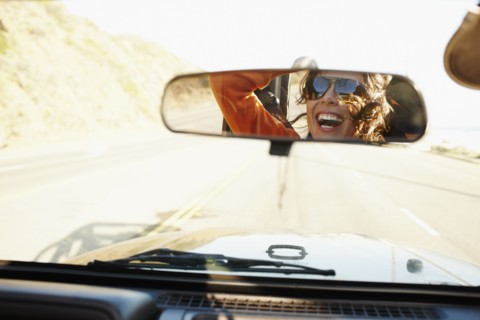 Hispanic woman on roadtrip