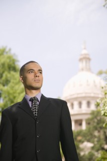 African businessman near capitol building