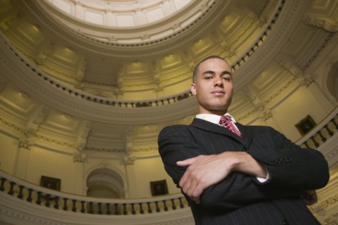 African businessman in capitol building