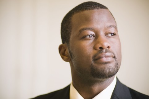 African businessman thinking