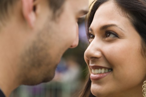 Couple smiling at each other