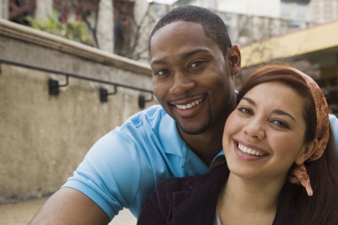 Couple smiling together