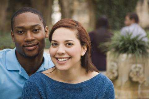 Couple smiling together