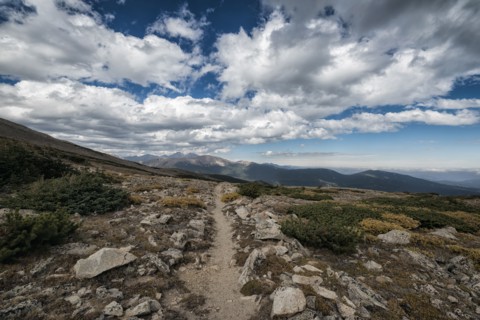 Clouds over rocky landscape