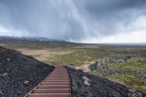 Staircase on hill in landscape