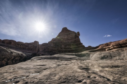 Sun over desert in Moab